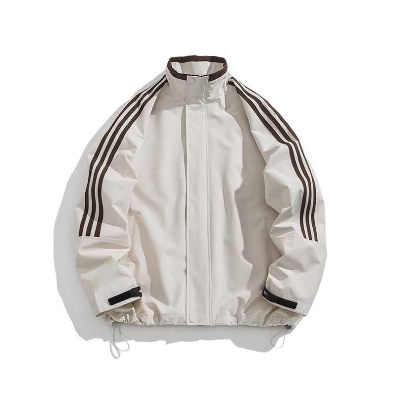Giacca Autunnale Impermeabile per Sport all'Aria Aperta da Uomo e da Donna Stessa Versatile Giacca con Collo Alto a Tre Barre