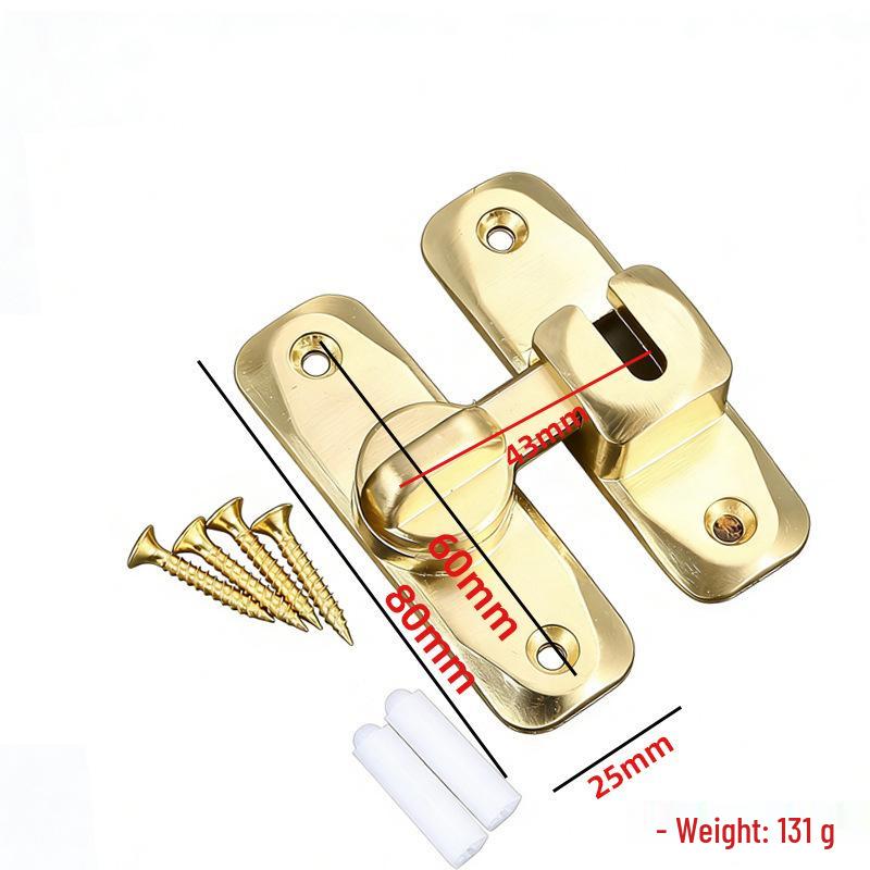 Zinc Alloy No-Punch 90° Door Latch - Thickened Push-Pull Sliding Door Lock Buckle