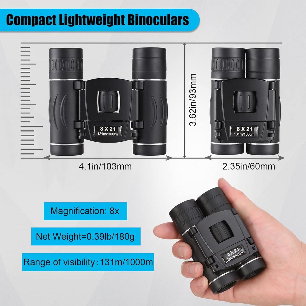 8x21 Mini Compact Pocket Binoculars, Lightweight for Adults Kids Bird Watching,Opera Concert, Travel, Hiking, Outdoor Scenery, Football Game