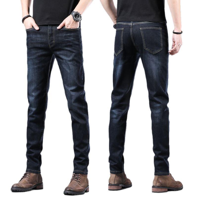 Spring, summer and autumn four seasons new elastic small feet soft small straight casual jeans men's trendy MEN