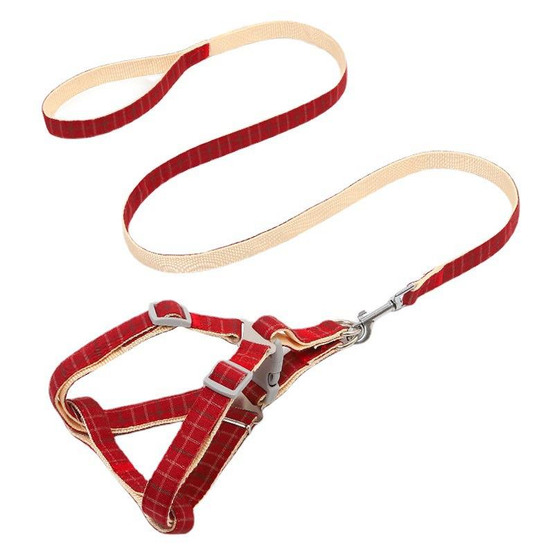 Pet new chest strap walking dog leash dog Korean version striped plaid cat collar dog leash spot