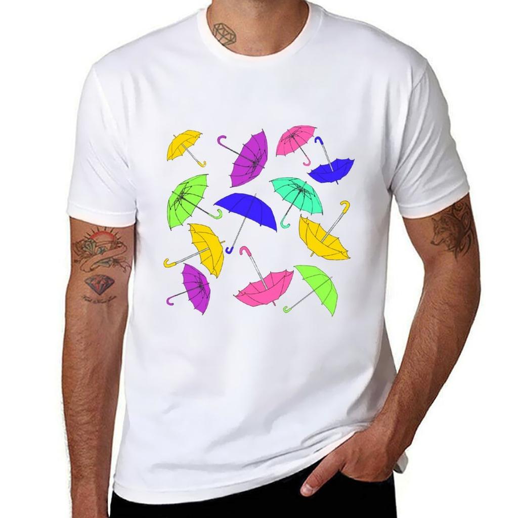 Bright Umbrella Pattern TShirt Holiday Casual Short Sleeve Top