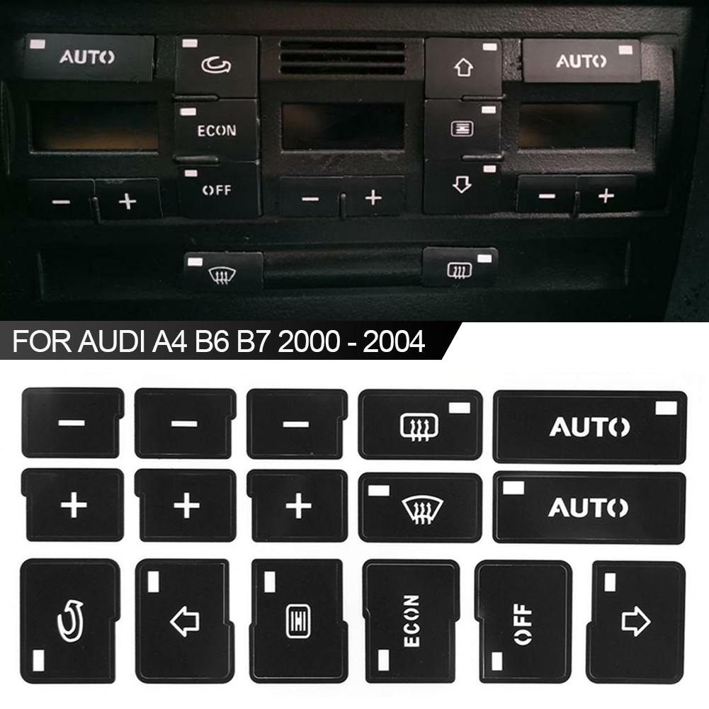 1x Adesivi per riparazione pulsanti controllo aria condizionata aria condizionata auto Decalcomanie Decorazioni per lo styling per A4 B6 B7 2000 2001 2002 2003 2004