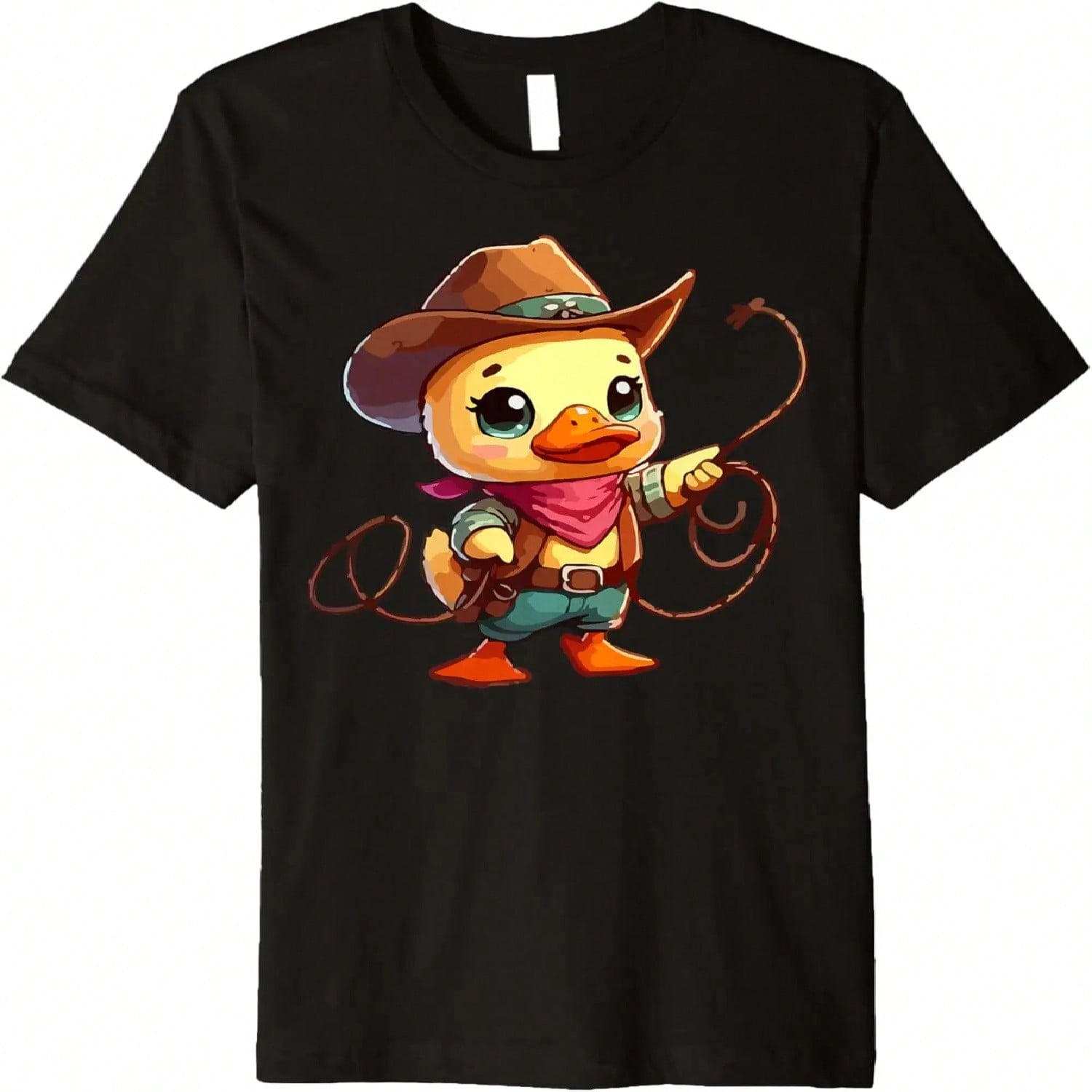 Western Rodeo Cow Hat Duck Texas Animals Premium T-Shirt S