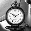 Black Hollow Vintage Quartz Pocket Watch Arabic Numerals White Dial Antique Stylish Necklace Pendant Watch Gift Men Women