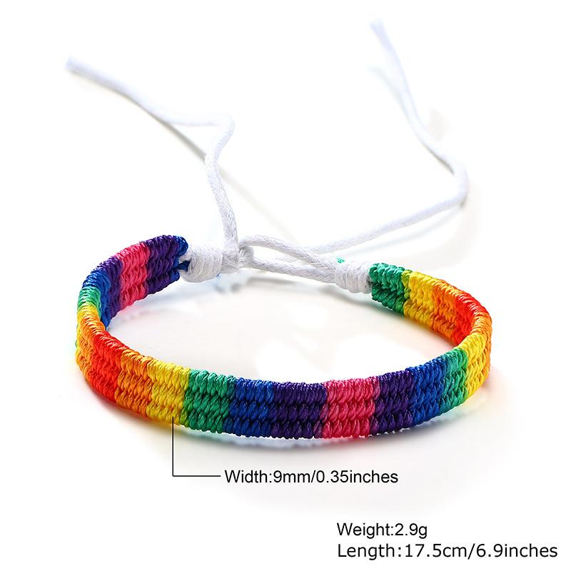 LGBTQ Rainbow Color Bracelets for Men Women,Adjustable Colorful Braided Rope Bracelet,Stylish Jewelry Gifts