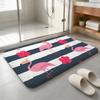Cabana Stripe Flamingo Floor Mat Machine Washable Soft Flannel Area Rug, Non-Slip Absorbent Floor Mat for Living Room Bedroom