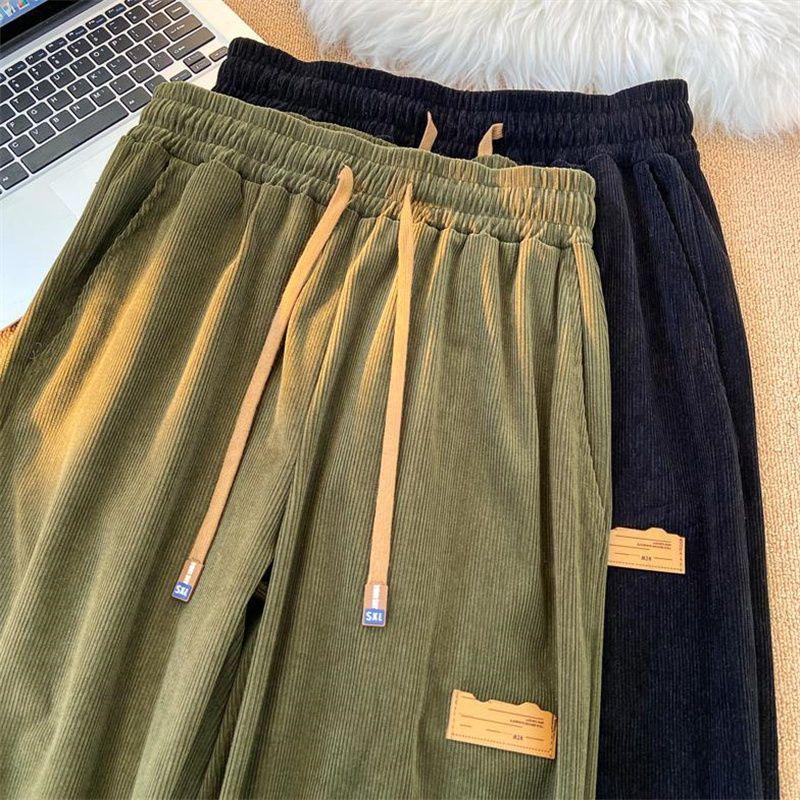 Corduroy Pants Women Korean Straight Leg Sports Sweatpants Spring and Autumn Vintage Versatile Casual Pants