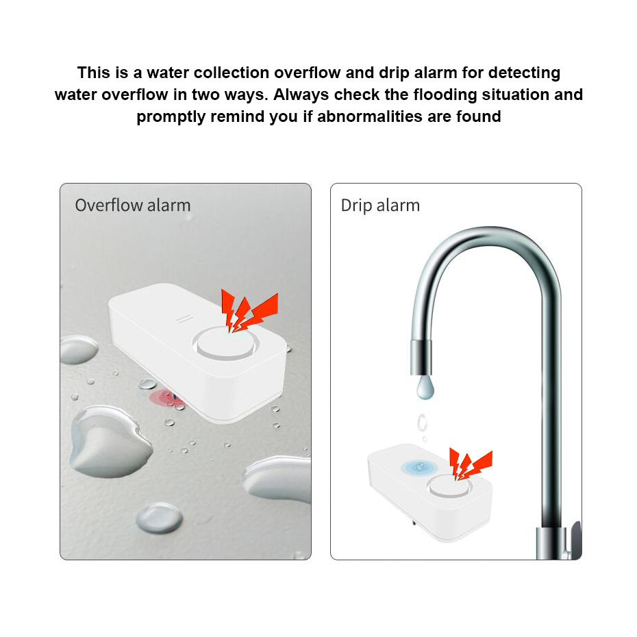 KERUI 433Mhz Leakage Alarm Water Detector Drip Alert with 90db Loud Home Security Overflow Sensor for Kitchen Bathroom