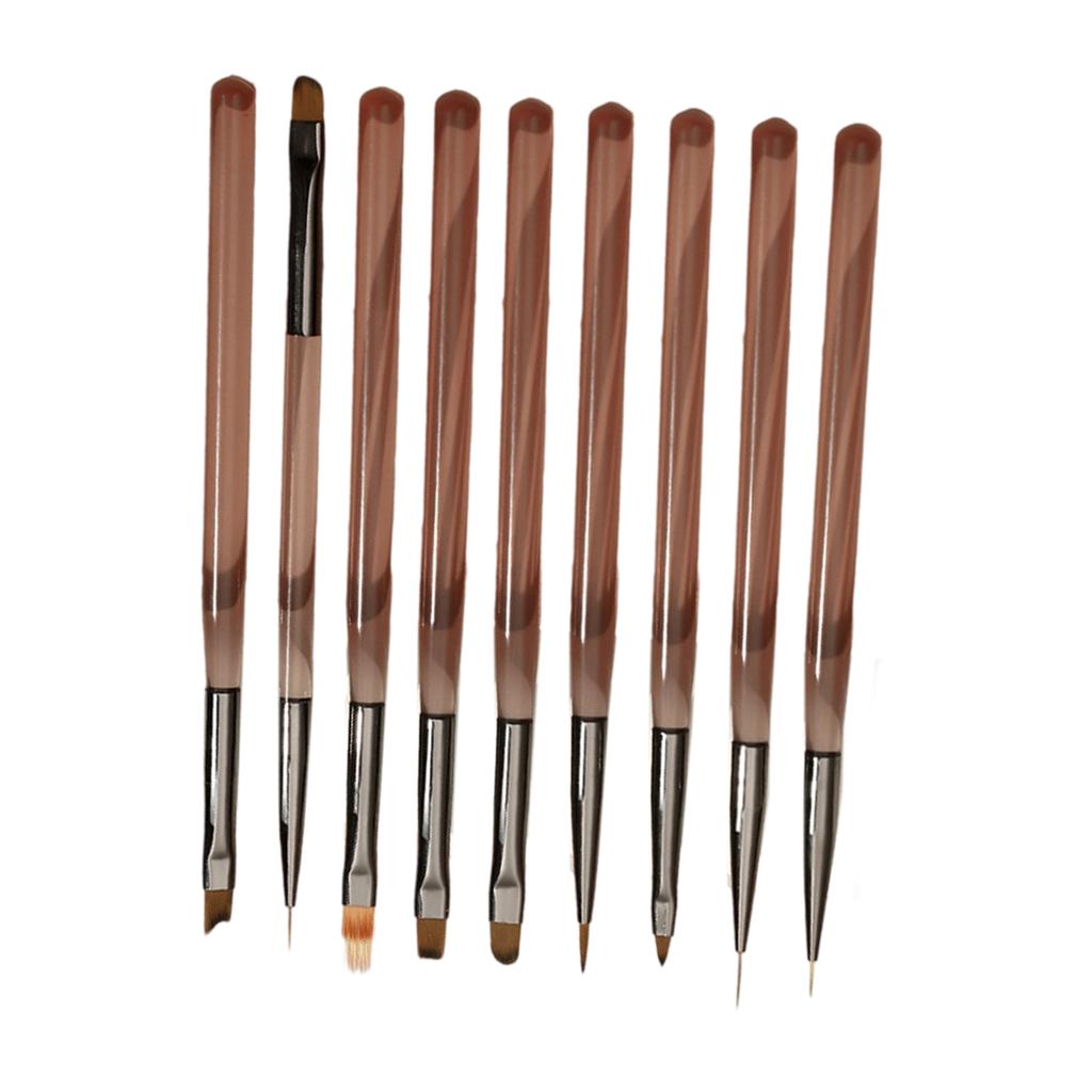 9Pcs Professional Nail Art Brushes Set With Premium Nylon Bristles and Ergonomic Handle for Salon Home Manicure Design