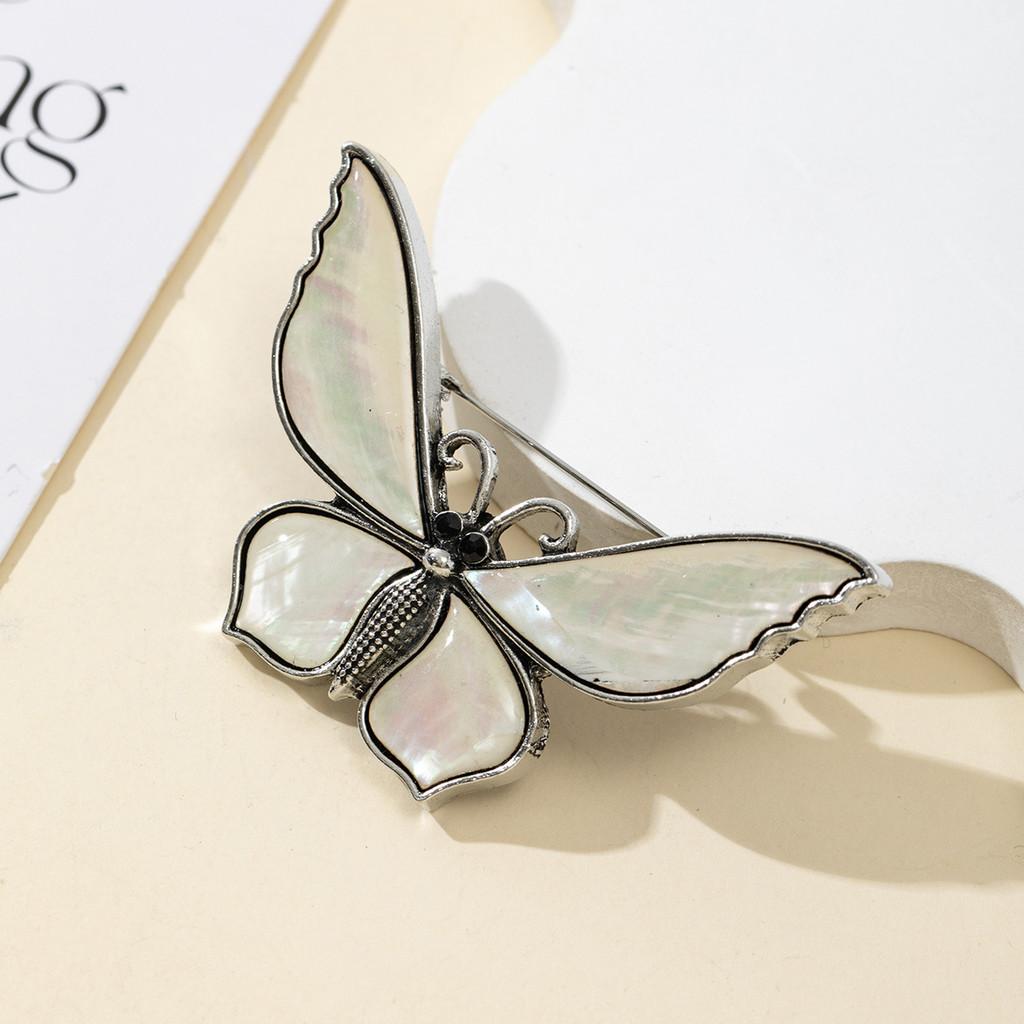 Cartoon Butterfly Shell Pin Brooch With Embedding Craft For Unisex Diy Jewelry