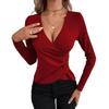 2023 Asymmetrical V-neck Buttoned Slim-fit Women's T-shirt - Elegant & Sexy Style