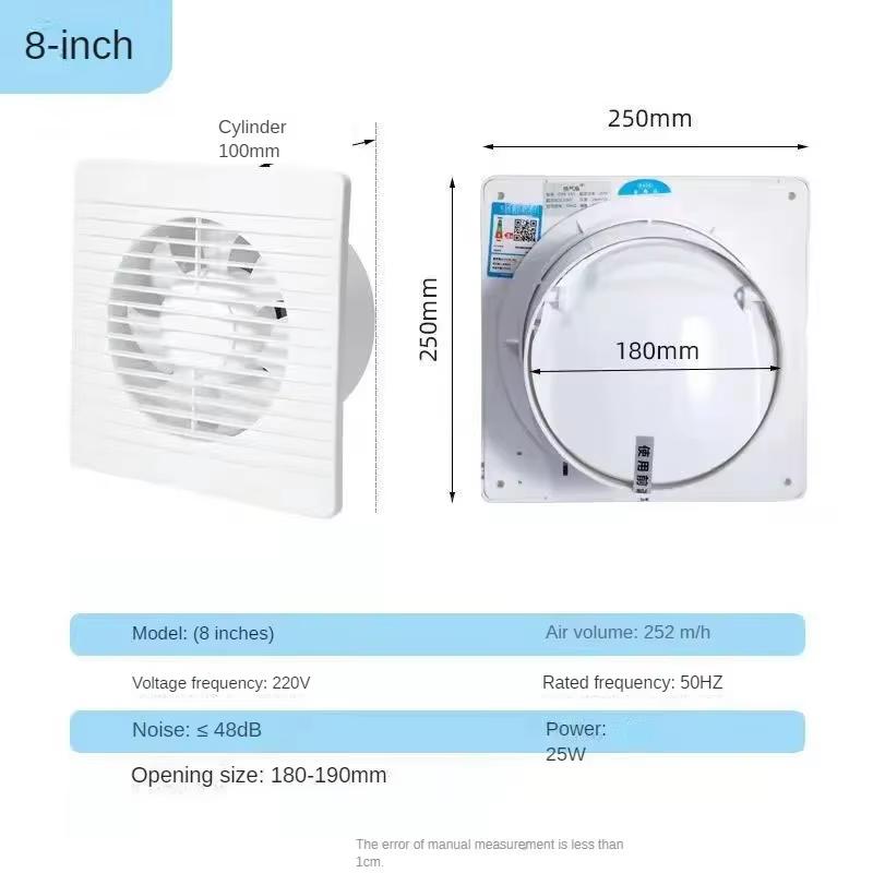 4 6 8 Inch Energy Saving Exhaust Fan Wall Mounted Anti Mosquito Ventilator Extractor for Kitchen Bathroom Toilet