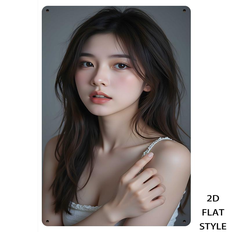 

HD Tin Sign Asian Lingerie Beauty in Pink Lace Set Retro Metal Wall Art Decor for Man Cave Bedroom Decor 20x30cm（7.8x11.8inch）