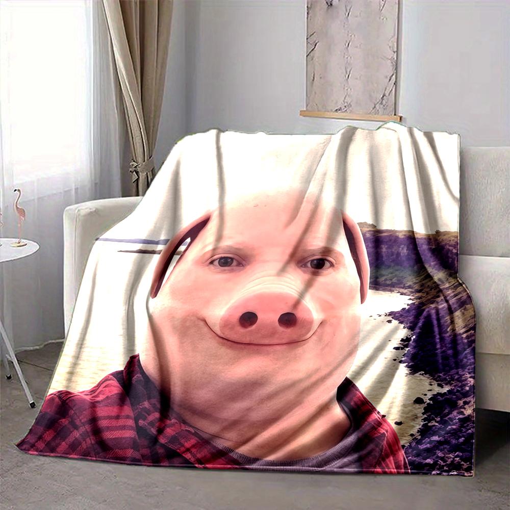 1Pc Pig Nose Selfie Adventure Blanket Soft And Comfortable Casual Warm Camping Travel Christmas Halloween Xmas Gift M928747