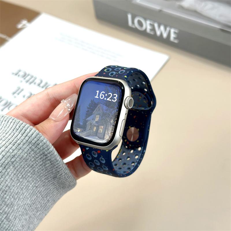 For Apple Watch Band 46mm 45mm 41mm 49mm 44mm 42mm 40mm Breathable Silicone bracelet correa Series11 10 9 8 SE 7 6 5 4 Ultra 3 2 Strap