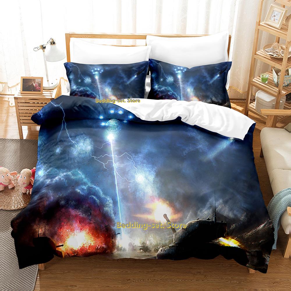 Comforter Cool Sci Fi Battle Bedding Set Single Twin Full Queen King Size Bed Set Adult Kid Bedroom Three-Piece Suits Aircraft Tank C
