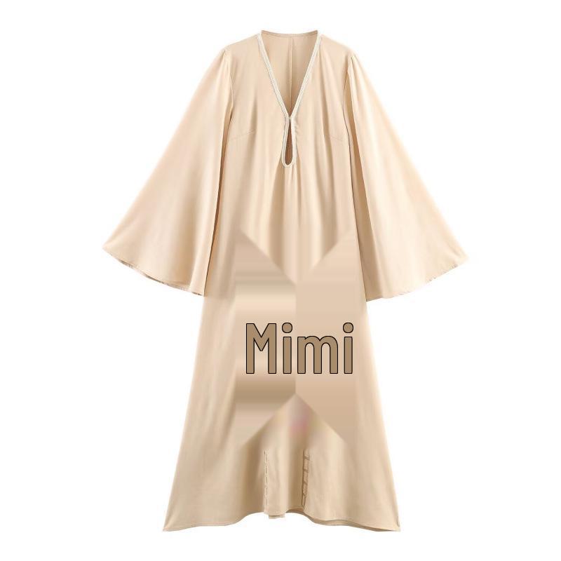 2026 Spring European & American V-neck Embroidered Vacation Dress Small