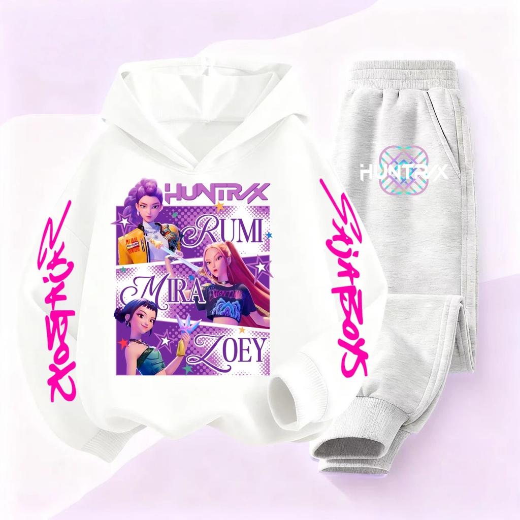 Kinder Hoodie Sets Kpop Dämonenjäger Saja Jungen Pullover Mädchen Jungen Sweatshirts Anime Trainingsanzug Herbst Lässig Kinderkleidung