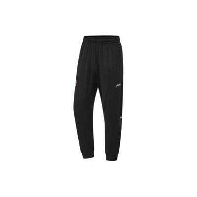 LiNing CBA Series Printed Logo Elastic Waistband Tapered Knit Sports Pants Unisex Bottoms Black AKLU081-1