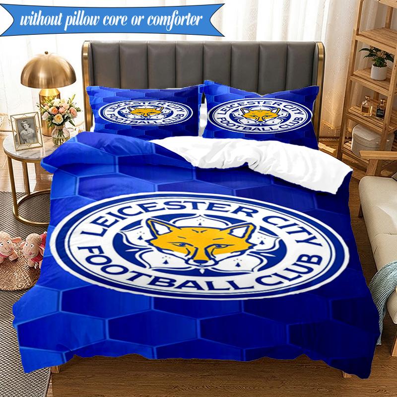 3PCS City Football Club Printed Soft Bedding Set,Including 1pc Duvet Cover And 2pcs Pillowcases Perfect for Bedroom, Dormitory, Fan Gift