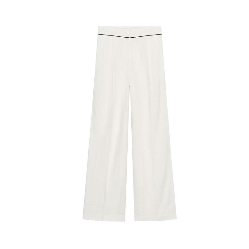 

Za Rolled Asymmetric Design Long sleeve Double Placket Outerwear 8372164 Loose Rolled Wide-Leg Pants 8372264 White Pants L