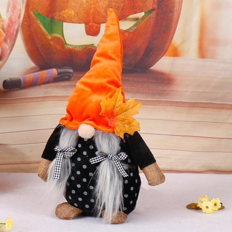 Plush Gnomes Figurine Doll Autumn Holiday Decors For Mantles Shelf Display Thanksgiving Harvest Halloween Gift