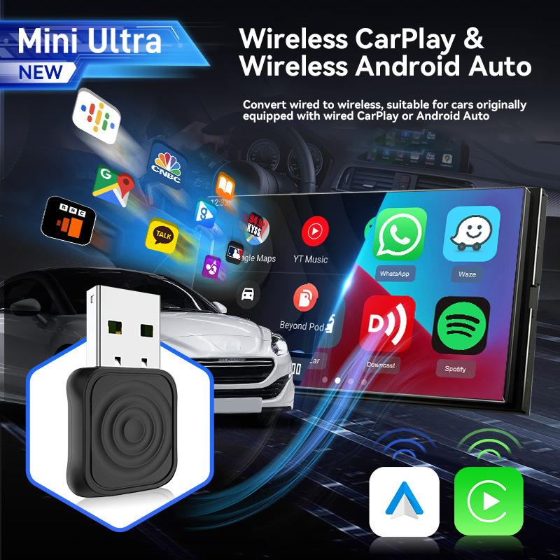 5.0 Mini Ultra Wireless Adapter Wireless CarPlay Android Auto For OEM Car Plug and Play WiFi Bluetooth Auto Connection