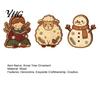 Desktop Christmas Tree Decor Wooden Ornaments, Vintage Colorful Decoration, Rustic Holiday Wood Figurines Miniature Snowman Figures with Pine