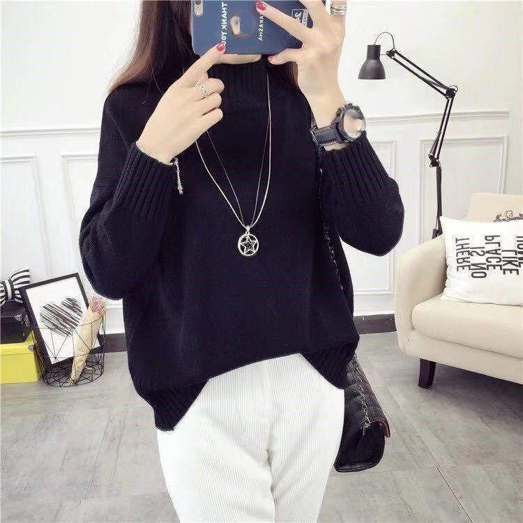 Fashion Turtleneck Sweater Women Autumn Winter Pullover Jumper Pull Streetwear Casual Knitted Sweater