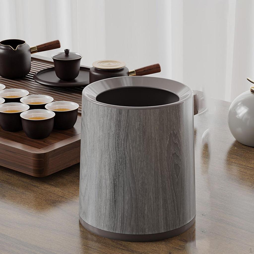 Trash Can with Wood Grain, Waste Basket, Room Aesthetically Stylish, Garbage Container Without Lid,