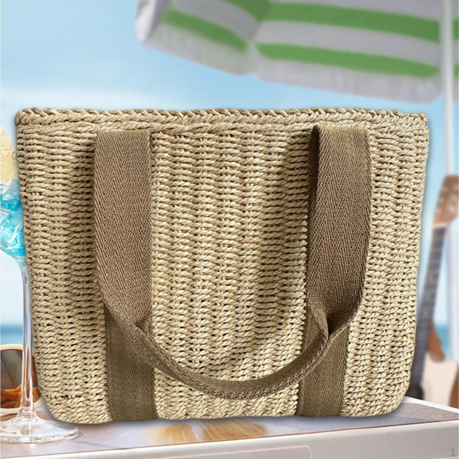 Женская плетеная сумка-тоут дышащая летняя сумка для дня рождения путешествий повседневного использования светло-коричневого 2639₽