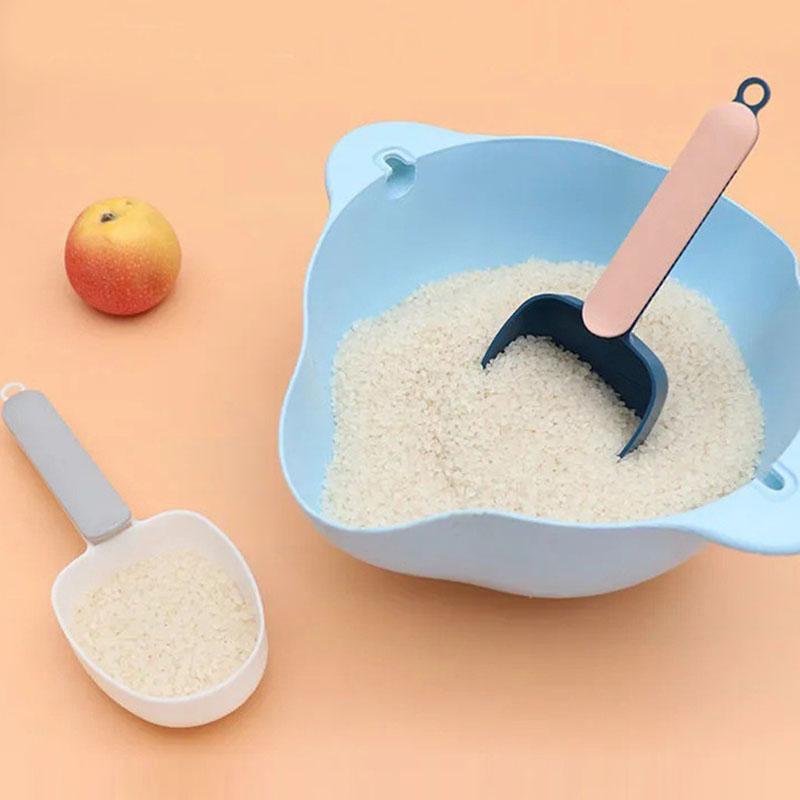 Rice Measuring Scoop Multifunctional Cat Dog Pet Food Feeding Spoon With Sealing Clip Household Plastic Kitchen Measuring Spoon
