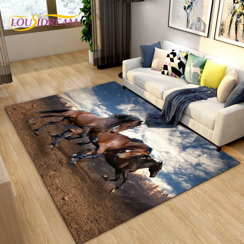 3D Animal Pentium Horse Area Rug,Carpet Rug for Living Room Children's Room Decoration,Kids Play Crawling Non-slip Floor Mat