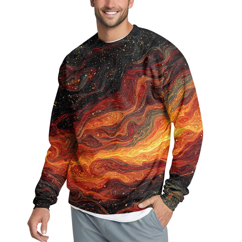 Men's Casual Fashion Printed Round Neck Pullover Sweatshirt