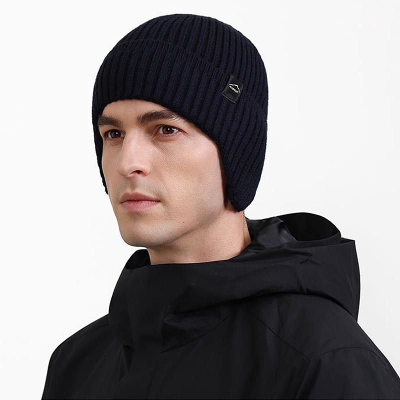 Autumn Winter Knitted Hat Velvet Thick Warm Outdoor Windproof Cold Ear Protection Wool Hat