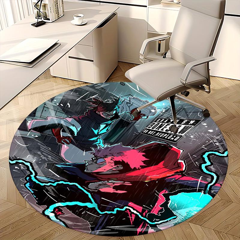 1pc Anime Character Round Carpet - Office Chair Mat, Non-Slip Rug with Bonesaw Design, Suitable for Home Decor