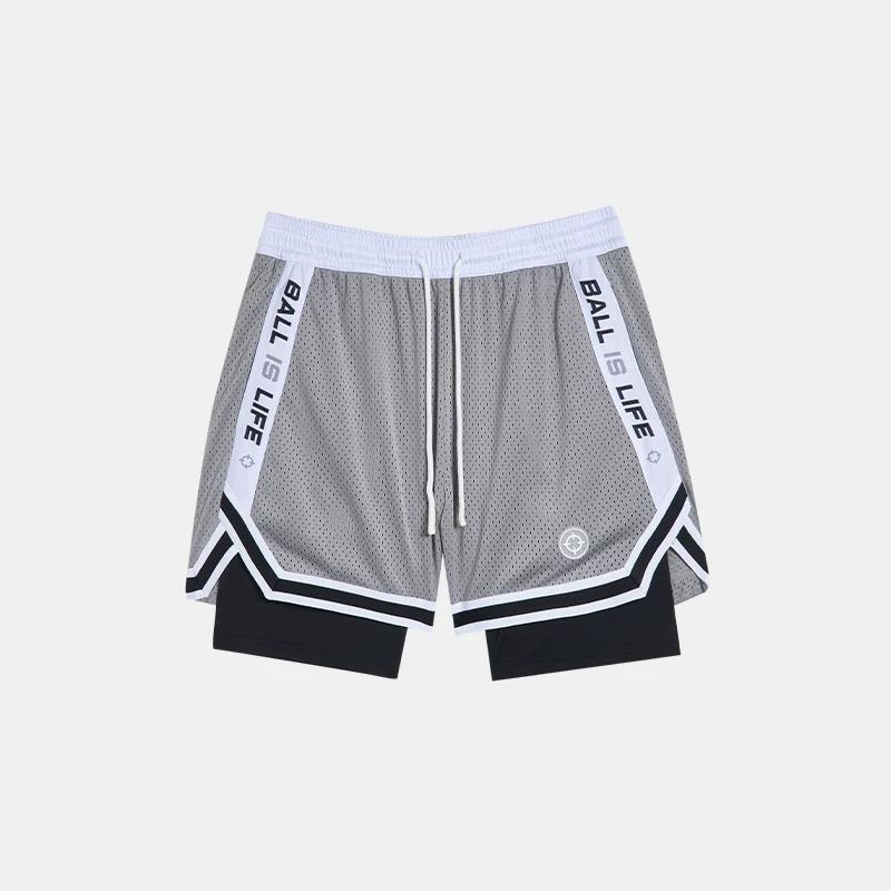 RIGORER Basketball Shorts Men Summer Sports Training Casual Loose Breathable Pants American Half Length Shorts L серый