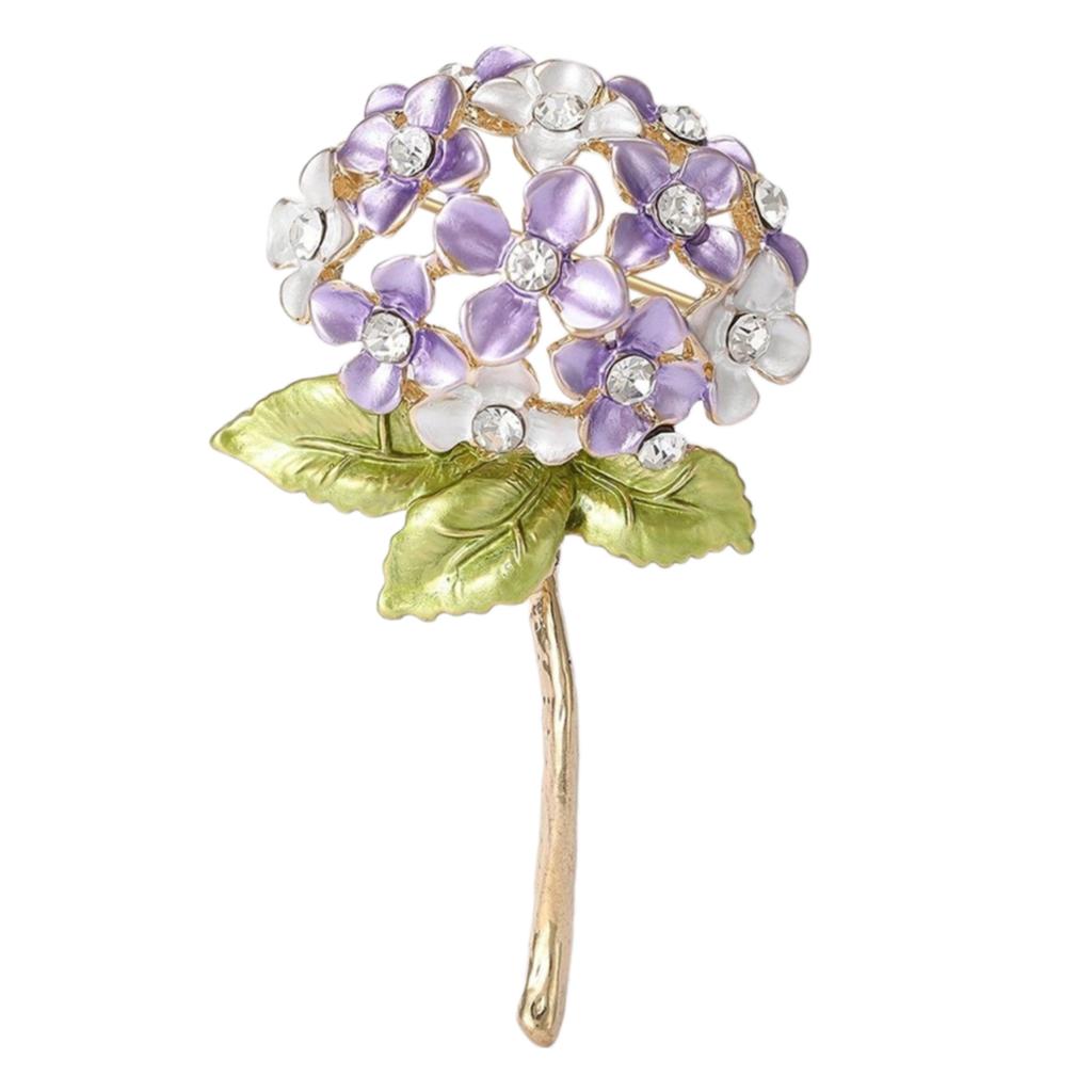 Elegant Hortensiabrosje i hvite toner Sofistikert blomsternål for moteriktige kvinner som søker stil og detaljer