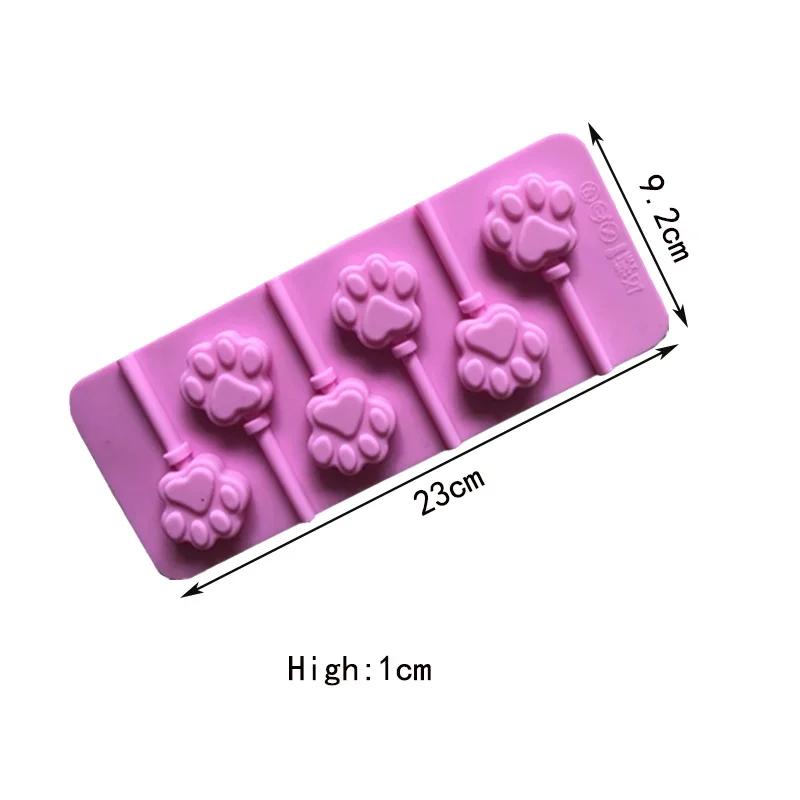 Cute Cat Paw Shaped Silicone Lollipop Mold DIY Chocolate Cheese Stick Baking Mold Kitchen Pastry Baking Cake Decoration Tool