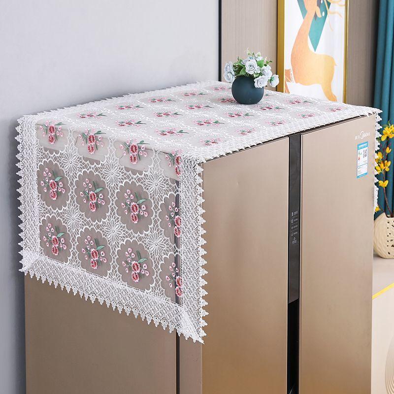 Lace Embroidery Refrigerator Towel with Single and Double Doors Dust-proof Protection Washing Machine Microwave Oven Cover Cloth and Towel