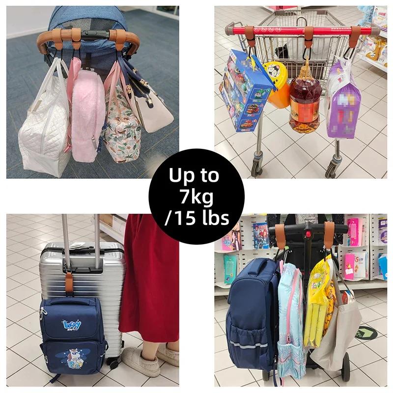 1/2 pçs couro do plutônio saco do bebê carrinho de bebê gancho girar 360 graus rotativo carrinho organizador carrinho de bebê gancho crochê acessórios