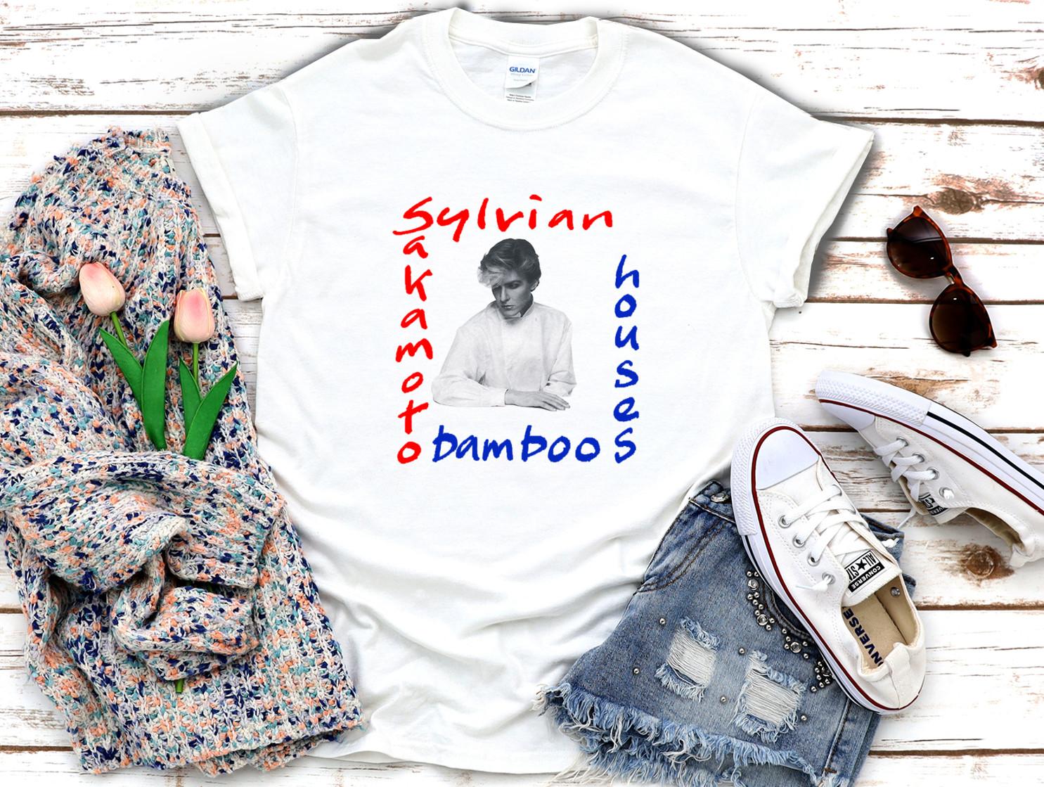 Sylvian Sakammoto Bamboo Houses Japan 3 4 short sleeve Woman T-shirt G022 XXL