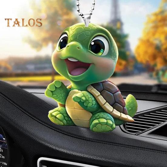 Auto-Anhänger aus Acryl, lebensechte Schildkröte mit Kettenriemen, leicht, zum Aufhängen an Bäumen, Türen, Fenstern, Wänden, Umhängetasche, Schultasche, Dekorationsanhänger