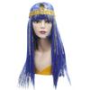 Blue Straight Fringe Synthetic Wig Cleopatra Snakehead Headwear with Wig Queen of Egypt Wig