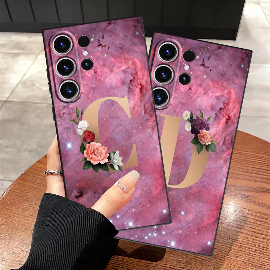 Flower Name Letter C D Case for Samsung Galaxy S26 Ultra S10 S9 Note 20 8 9 10 S25 Plus S23 S24 S21 FE S20 Ultra Funda Phone