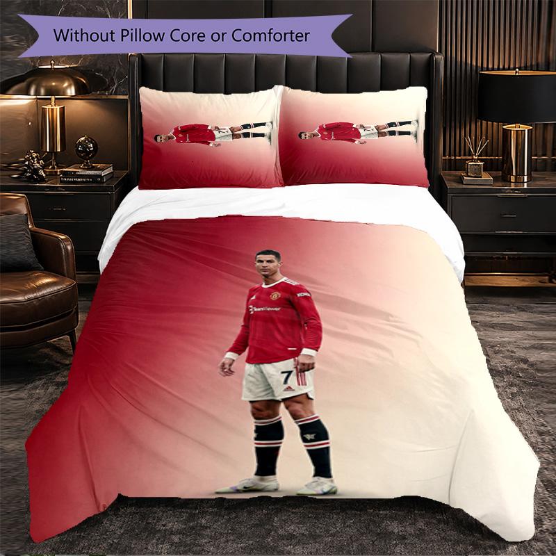 Cristiano Ronaldo Muster 3-teiliges Bettwäsche-Set Weiche Mikrofaser-Bettbezug mit Kissenbezügen für Schlafzimmer