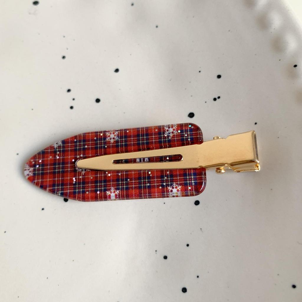 1PC New Korean Red Checkered Bow Pattern Hair Clip Cute Sweet Traceless Hairpin Duckbill Clip  Girl Hair Accessoires