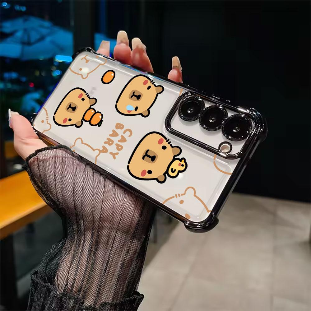 Cute Little Capybara Funda For Samsung S26 Ultra Phone Case For Galaxy S25 FE S26 S24 S23 S22 S21 Ultra S20 Plus 5G Clear Cover