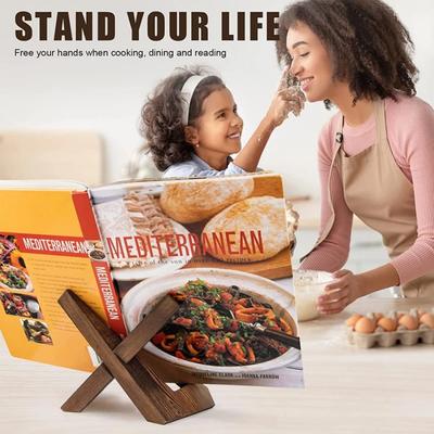 Recipe Display Stand Tablet Stand Holder Wooden Cook Book Stand Pine Wood Open Book Stand Pine Charcoal Tabletop Music Stand